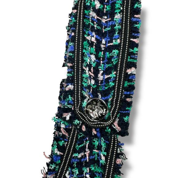 Zara NWOT Green Multi Tweed Classy Trending Overall A-Line Midi Dress Small - Picture 5 of 10